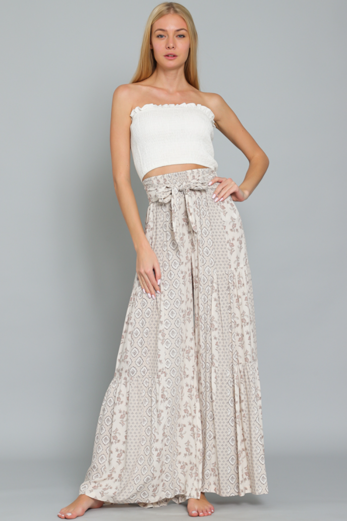 Smocked Wide Leg Pant