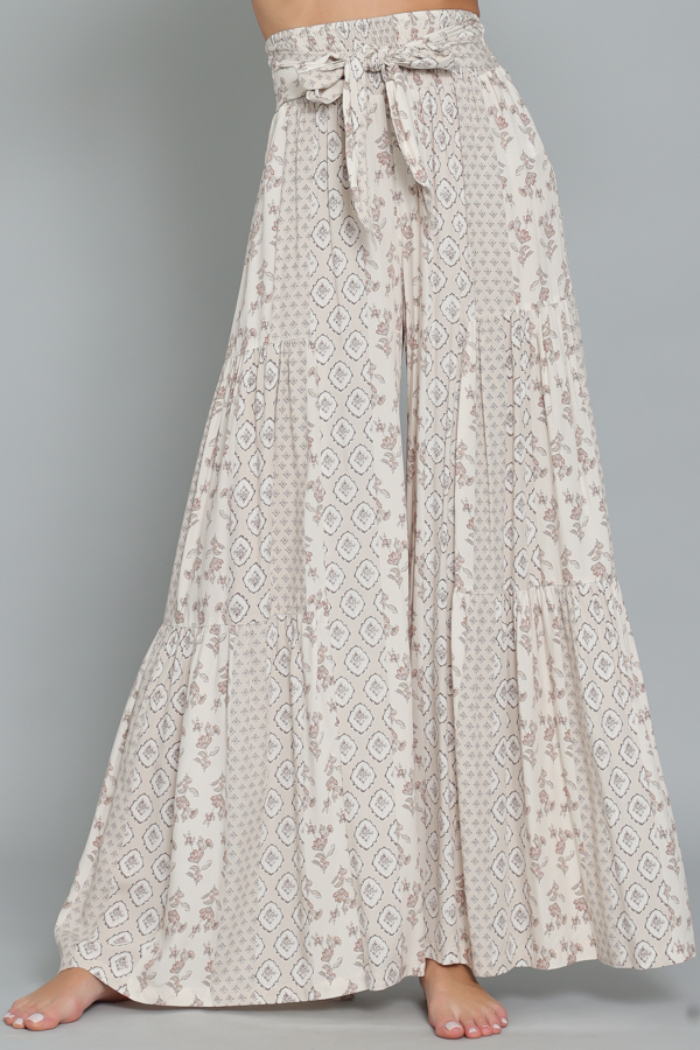 Smocked Wide Leg Pant