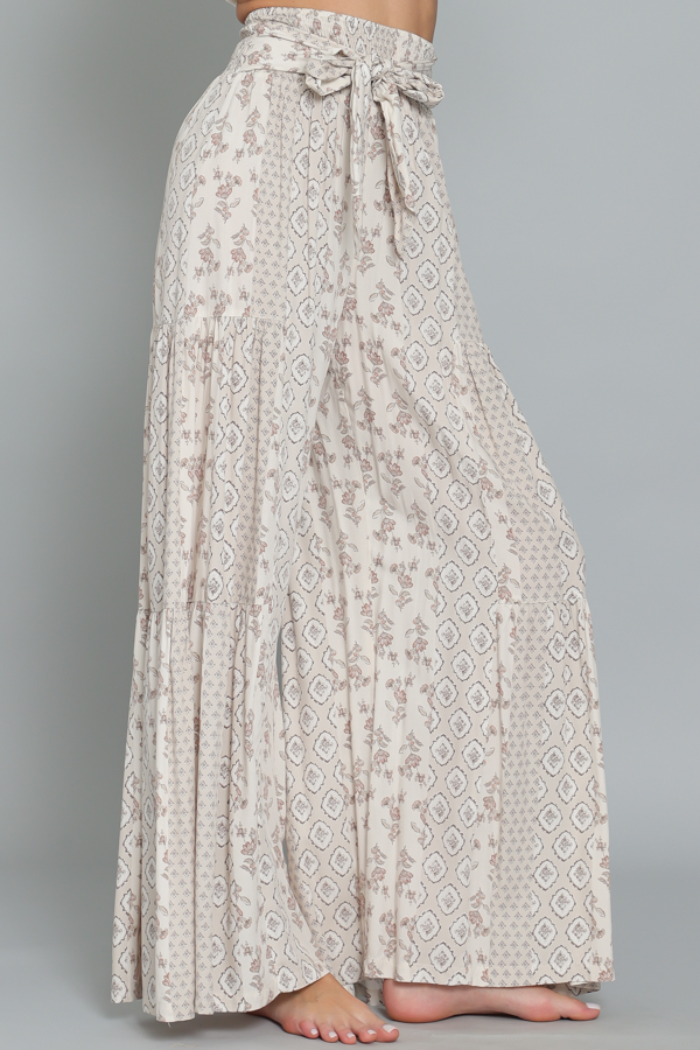 Smocked Wide Leg Pant