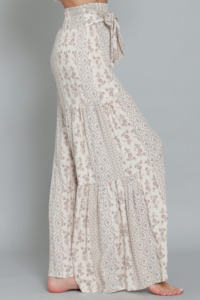 Smocked Wide Leg Pant
