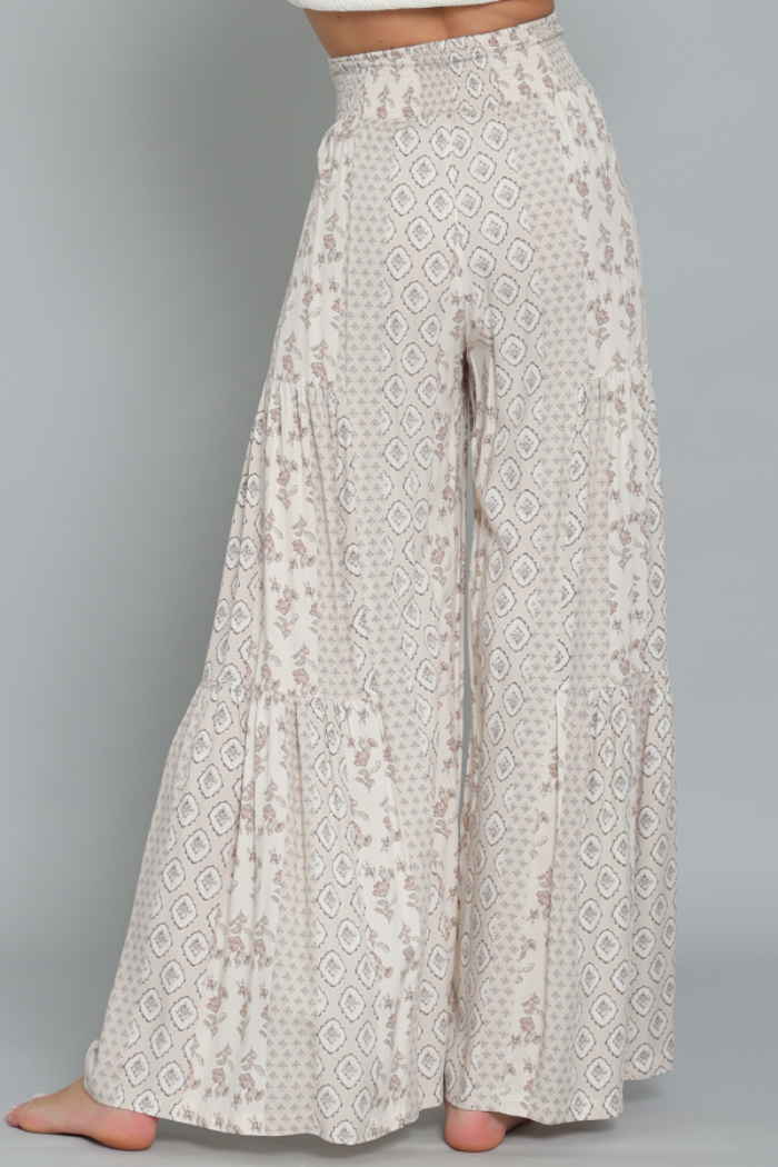 Smocked Wide Leg Pant