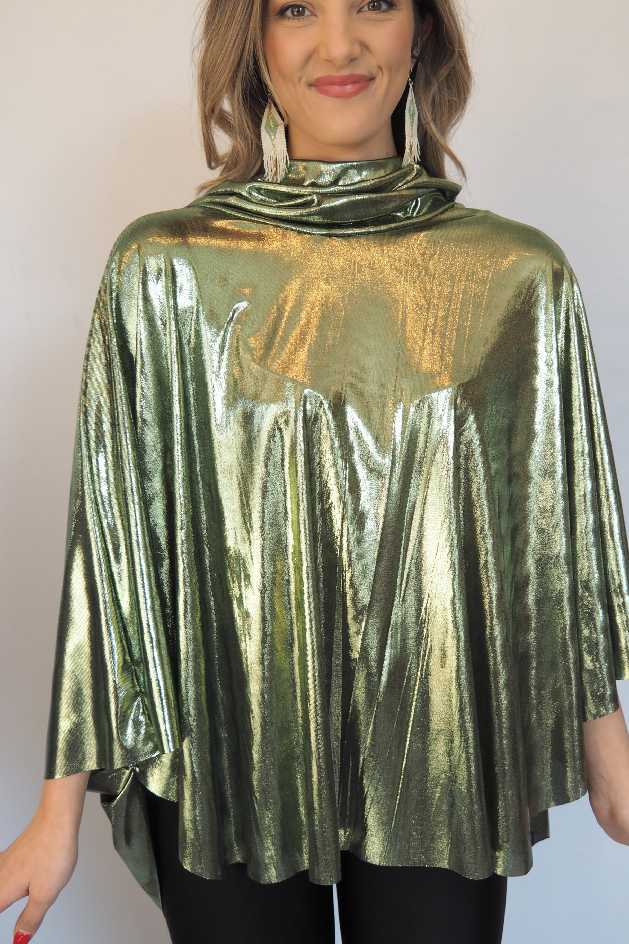 Mint metallic poncho hoodie