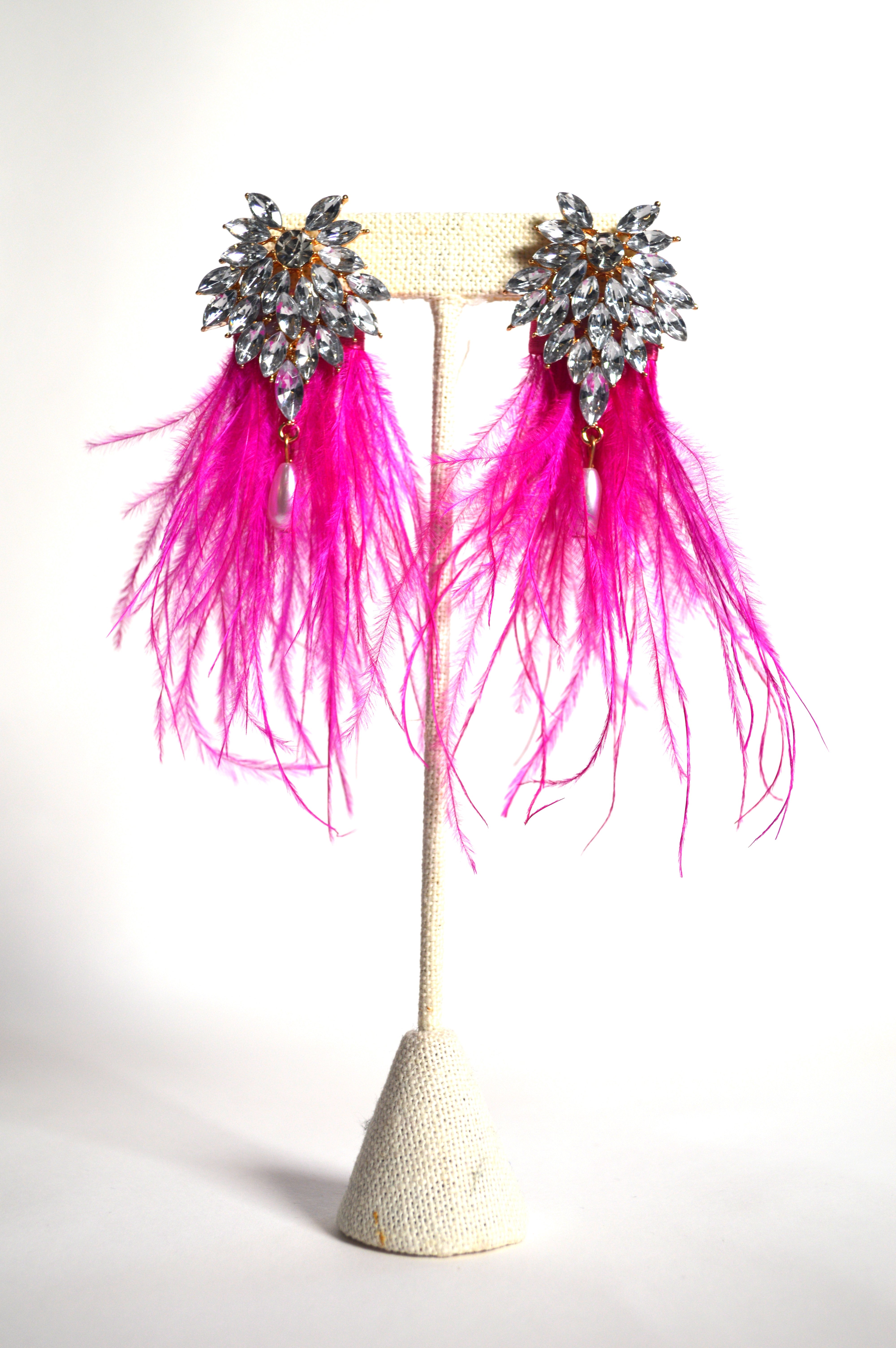 Hot Pink Feather Earrings