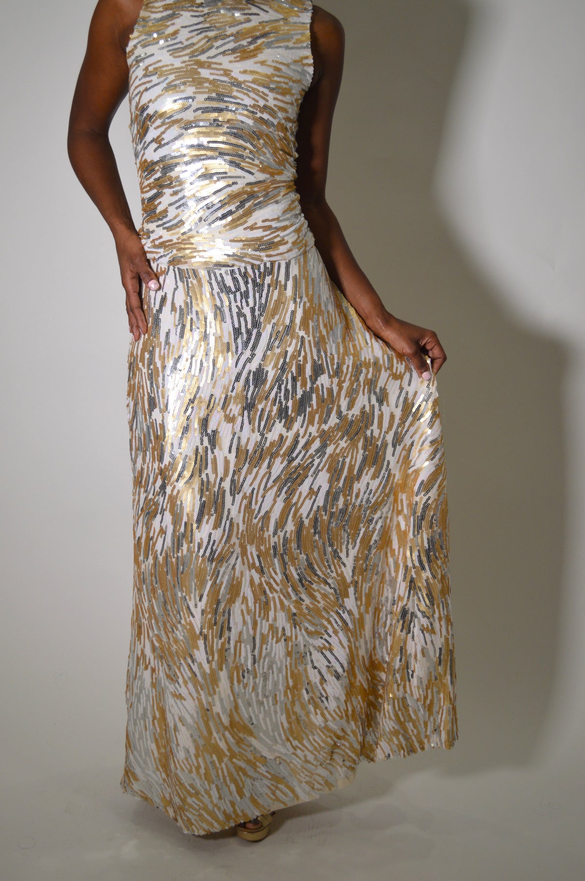slim fit dress slacks Faux-Wrap Long Sequin Corset-Back Prom Gown main image 0