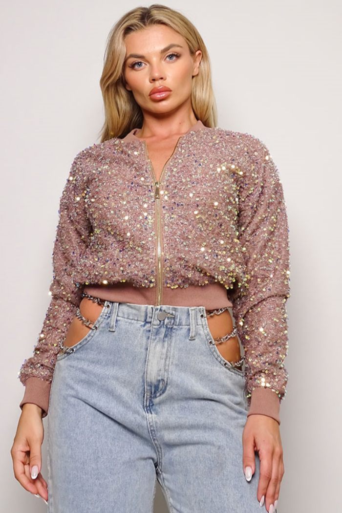 Sequin Bomber Jacker