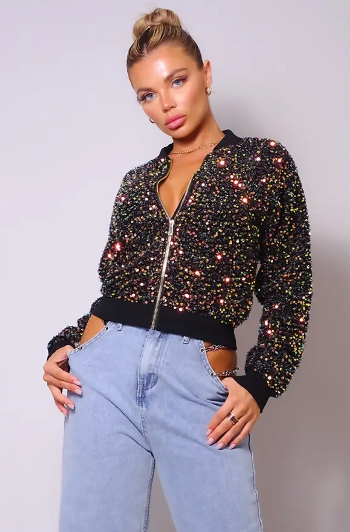 Sequin Bomber Jacker