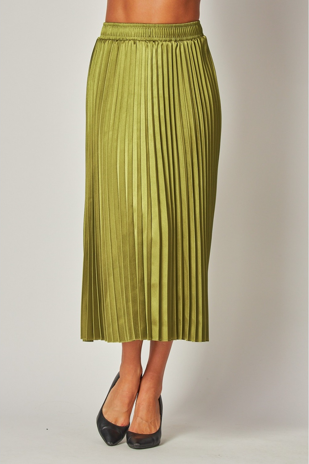 Metallic pleated skirt yellow hot sale