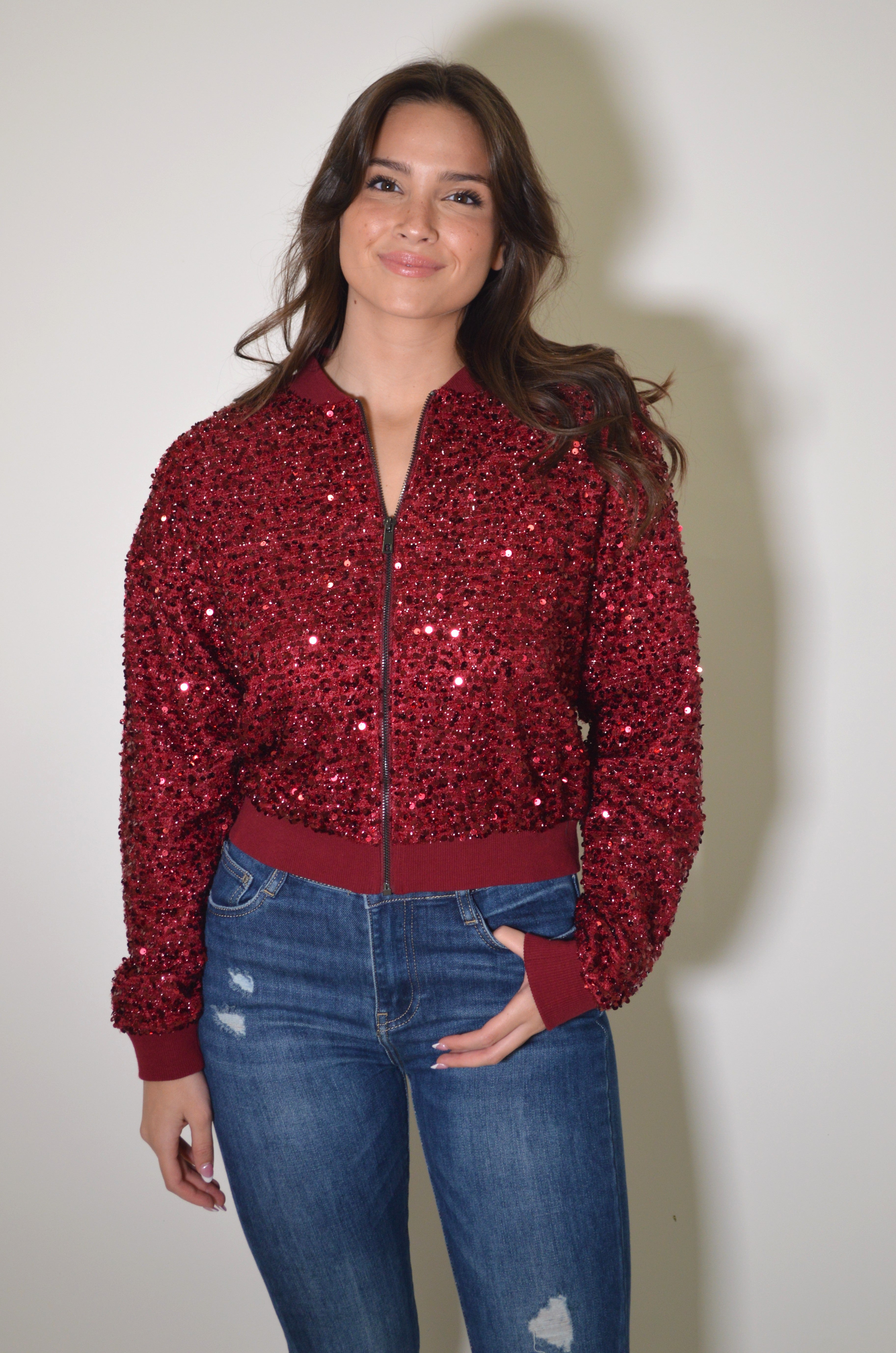 Sequin Bomber Jacker