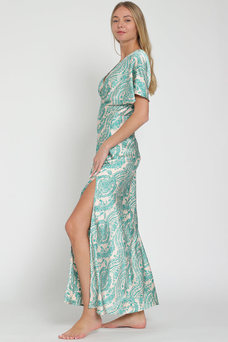 V Neck Dolman Sleeve Maxi Dress  larably