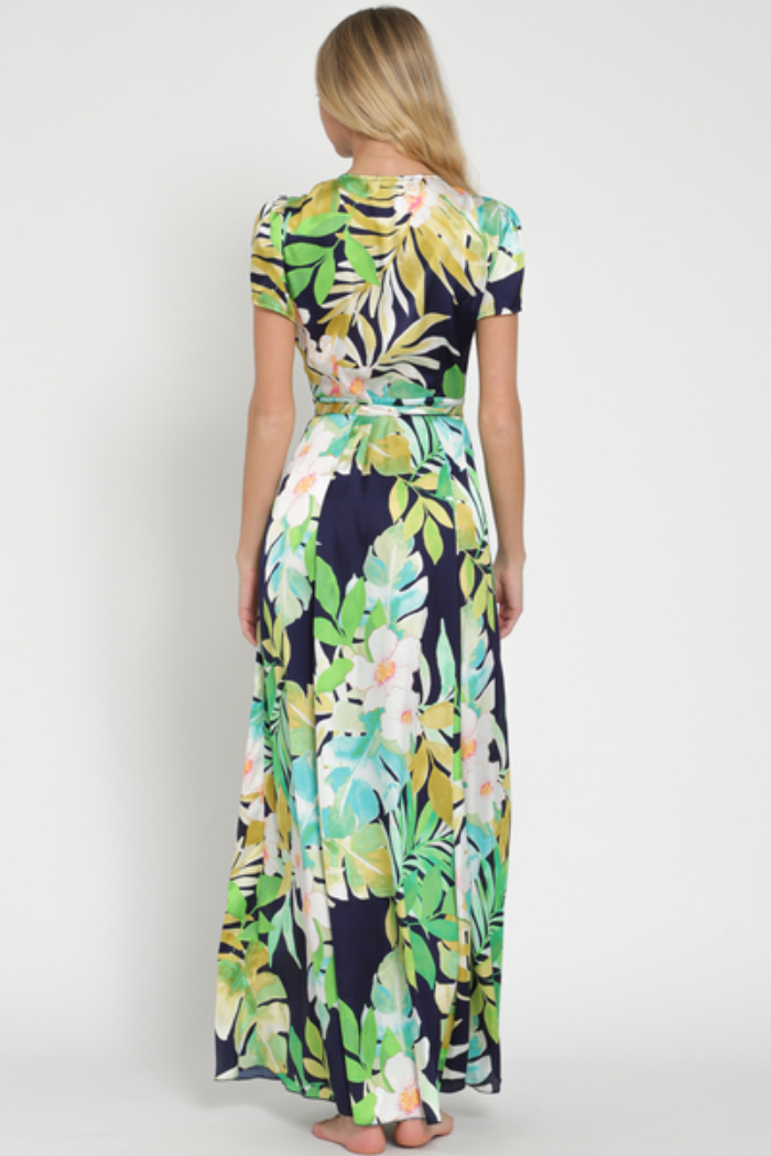 Floral Short Sleeve Wrap Dress