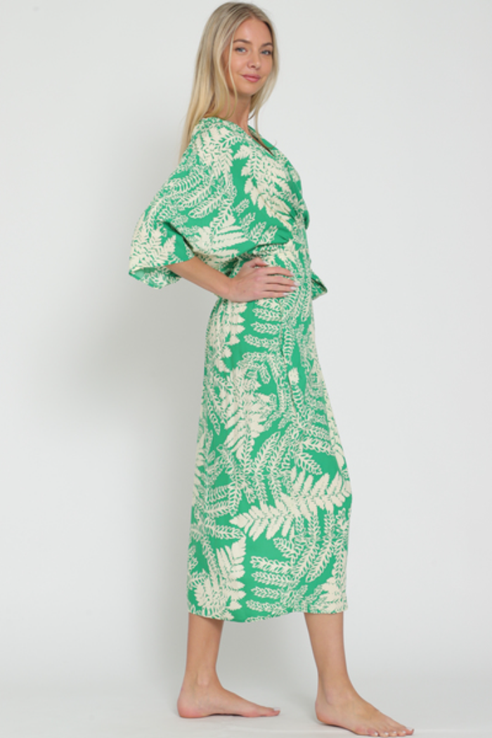 chinese dress ladies Kimono Sleeve Wrap Midi Dress – larably