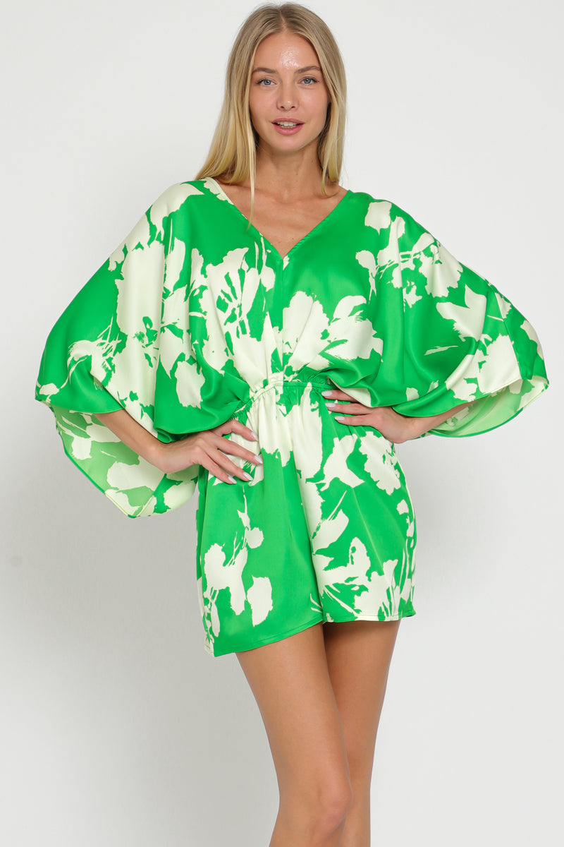 Kimono sleeve tie back neck elastic waisted ROMPER