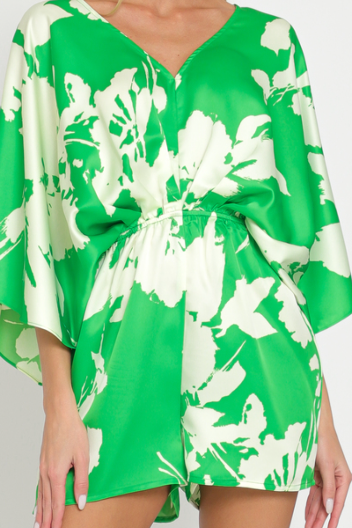Kimono sleeve tie back neck elastic waisted ROMPER