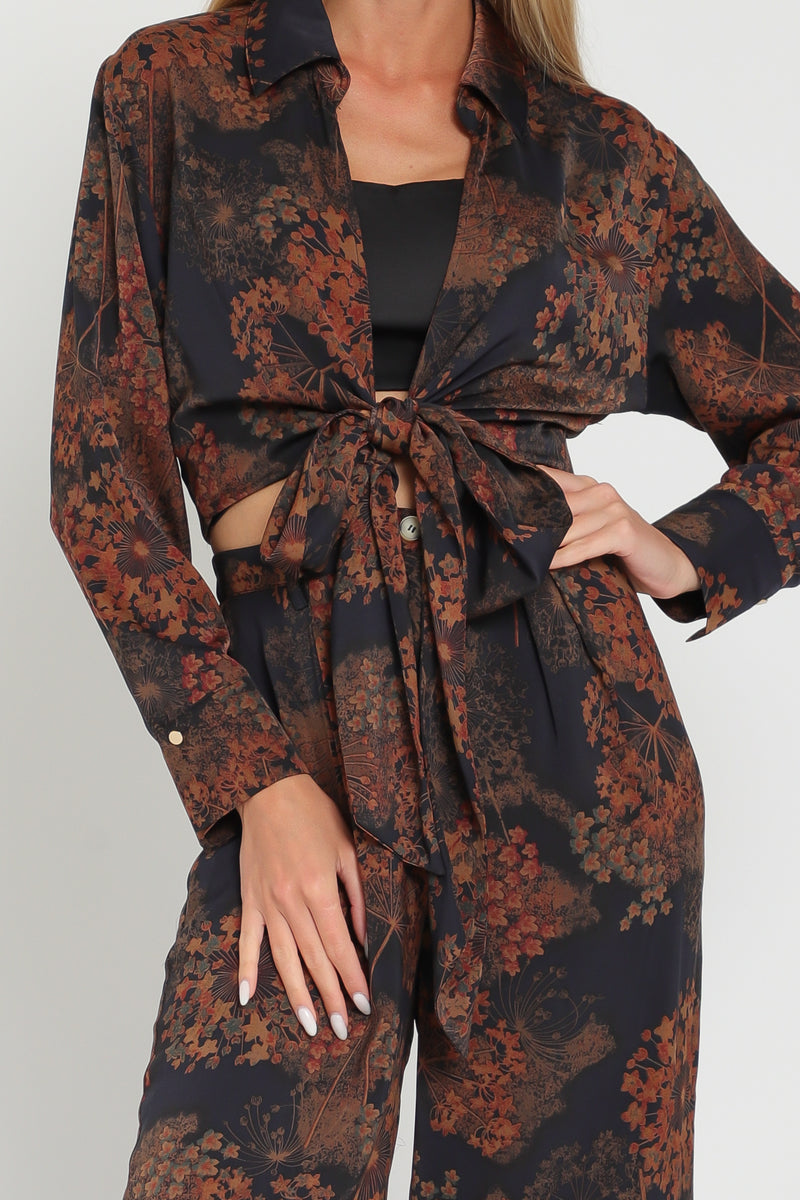 Long Sleeve Tie Front Top
