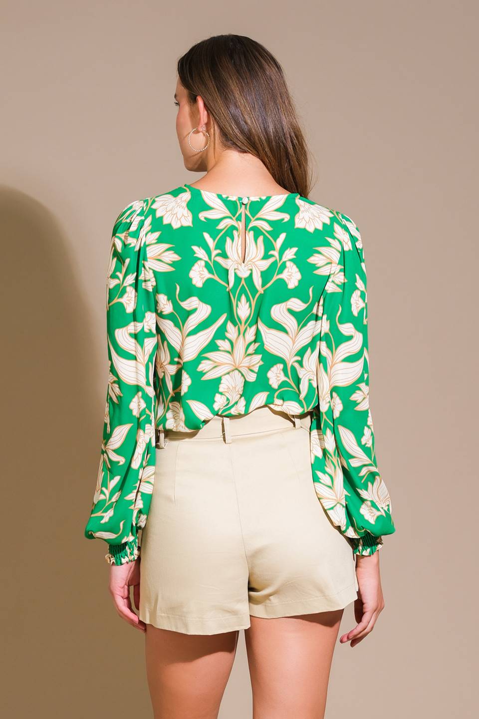 Floral Printed Woven Long Sleeve Top