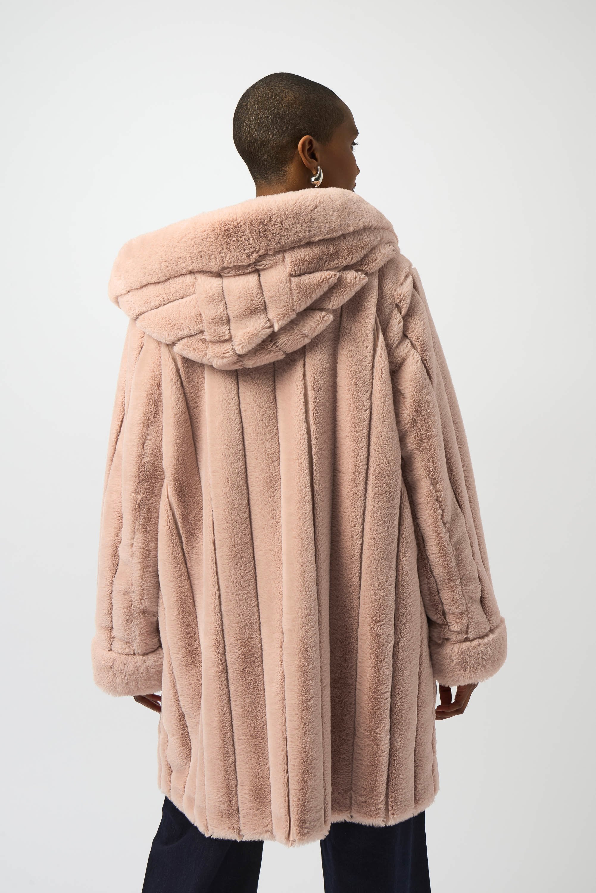 Faux Fur Reversible Hooded Coat