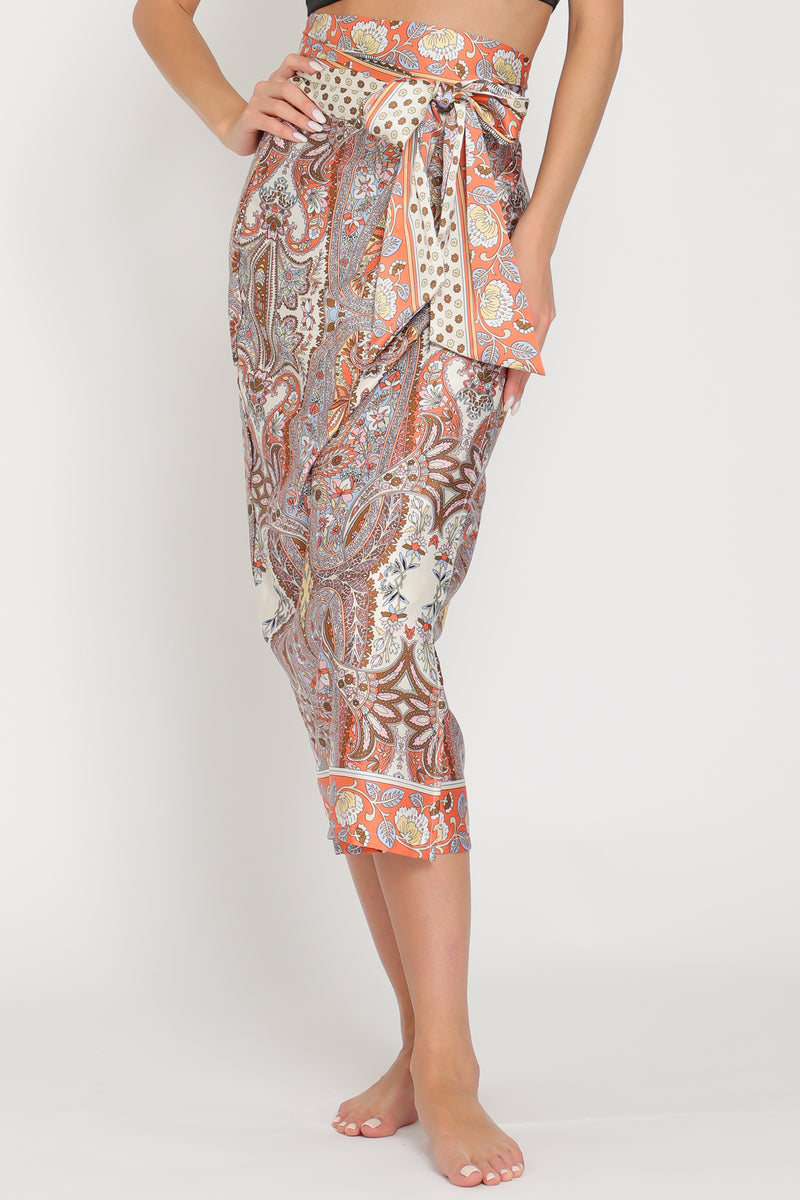 High-Waisted Wrap Midi Skirt