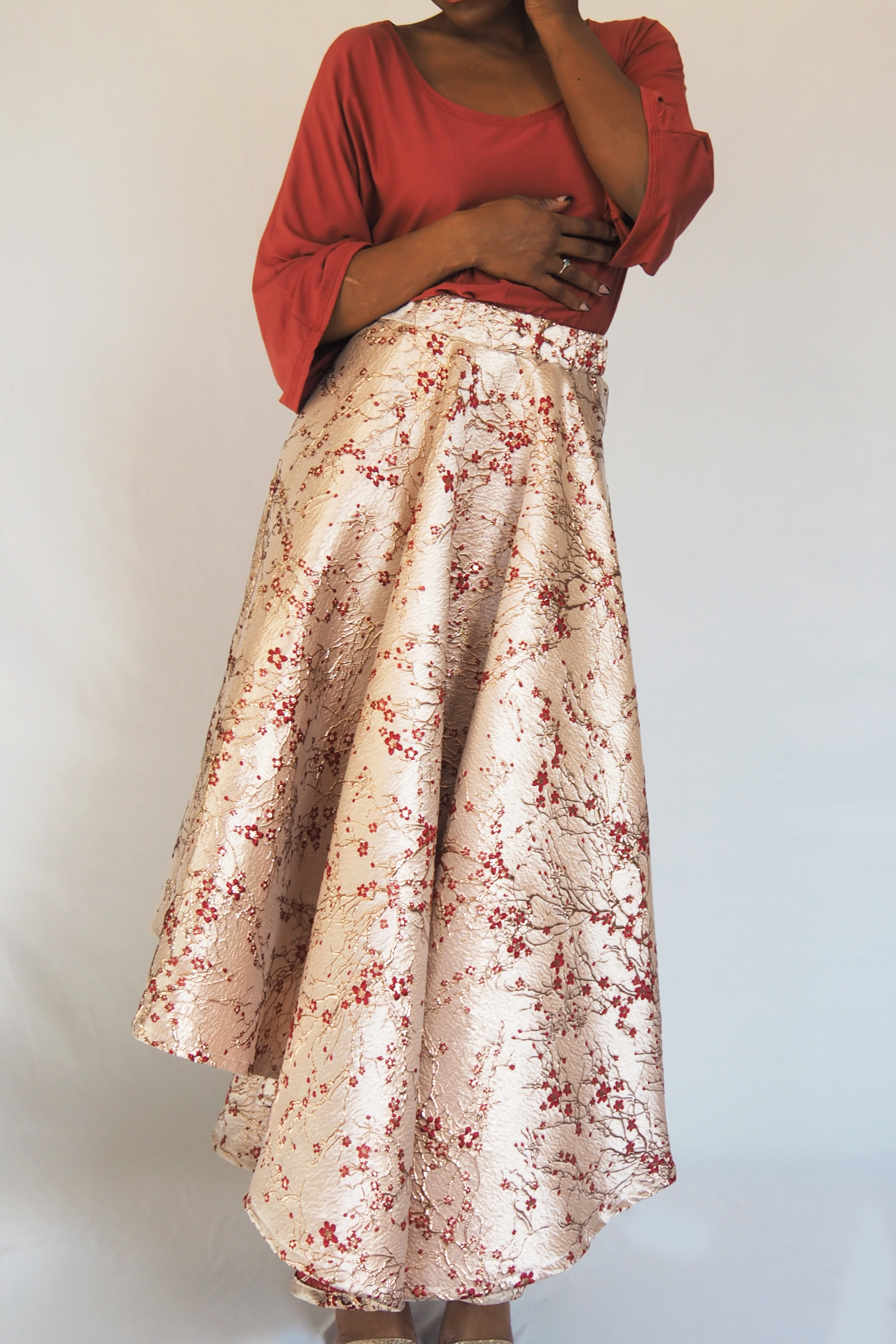 Pink Brocade Flow Skirt