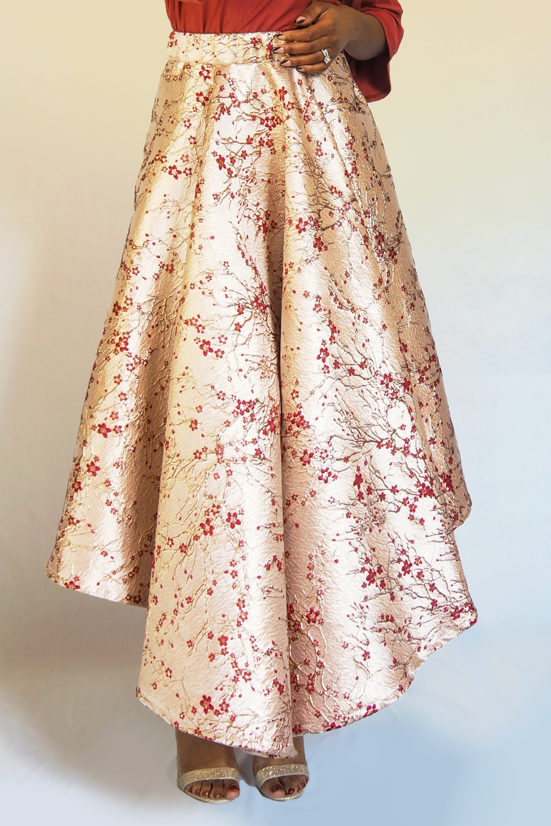 Pink Brocade Flow Skirt