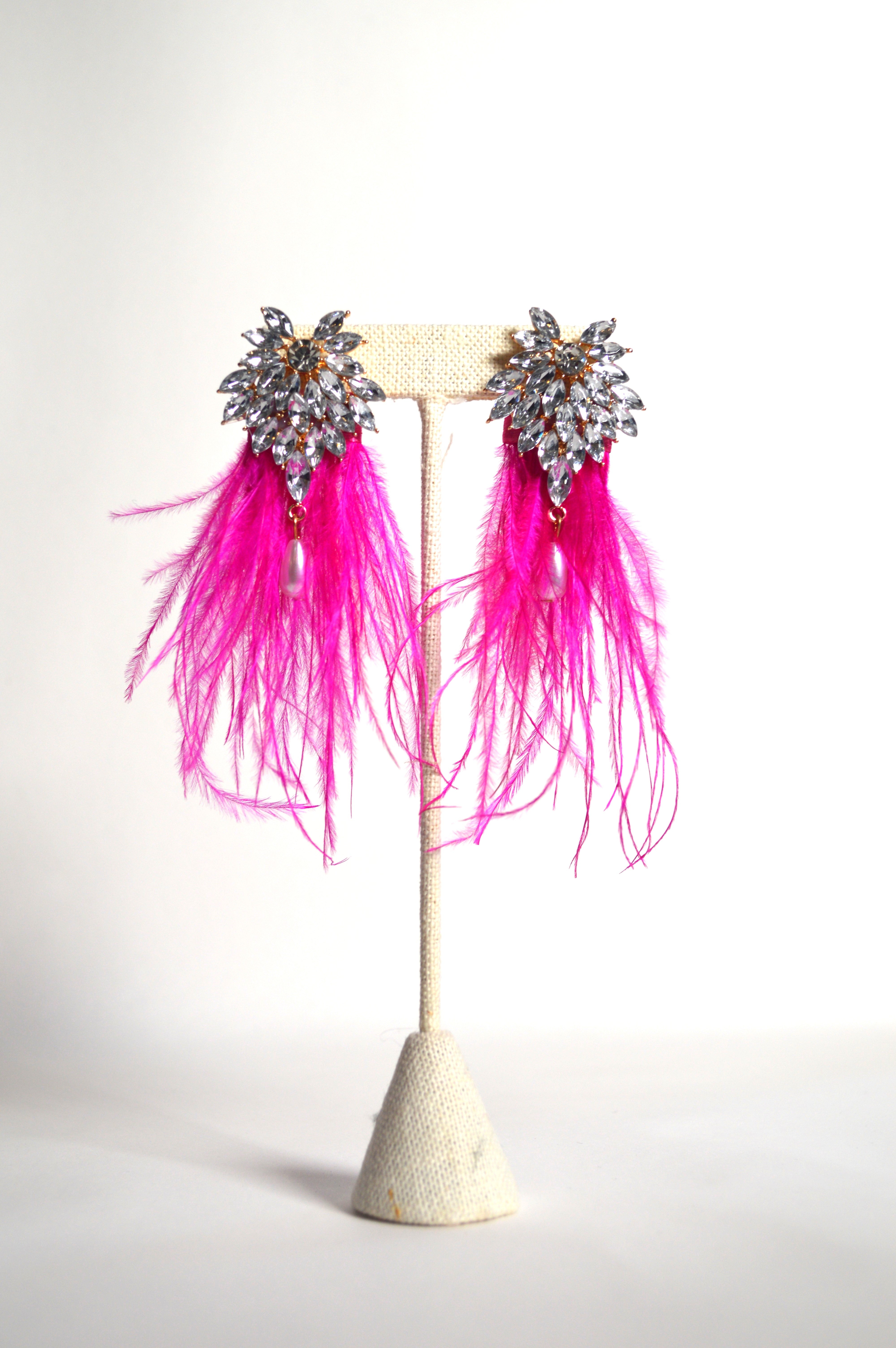 Hot Pink Feather Earrings