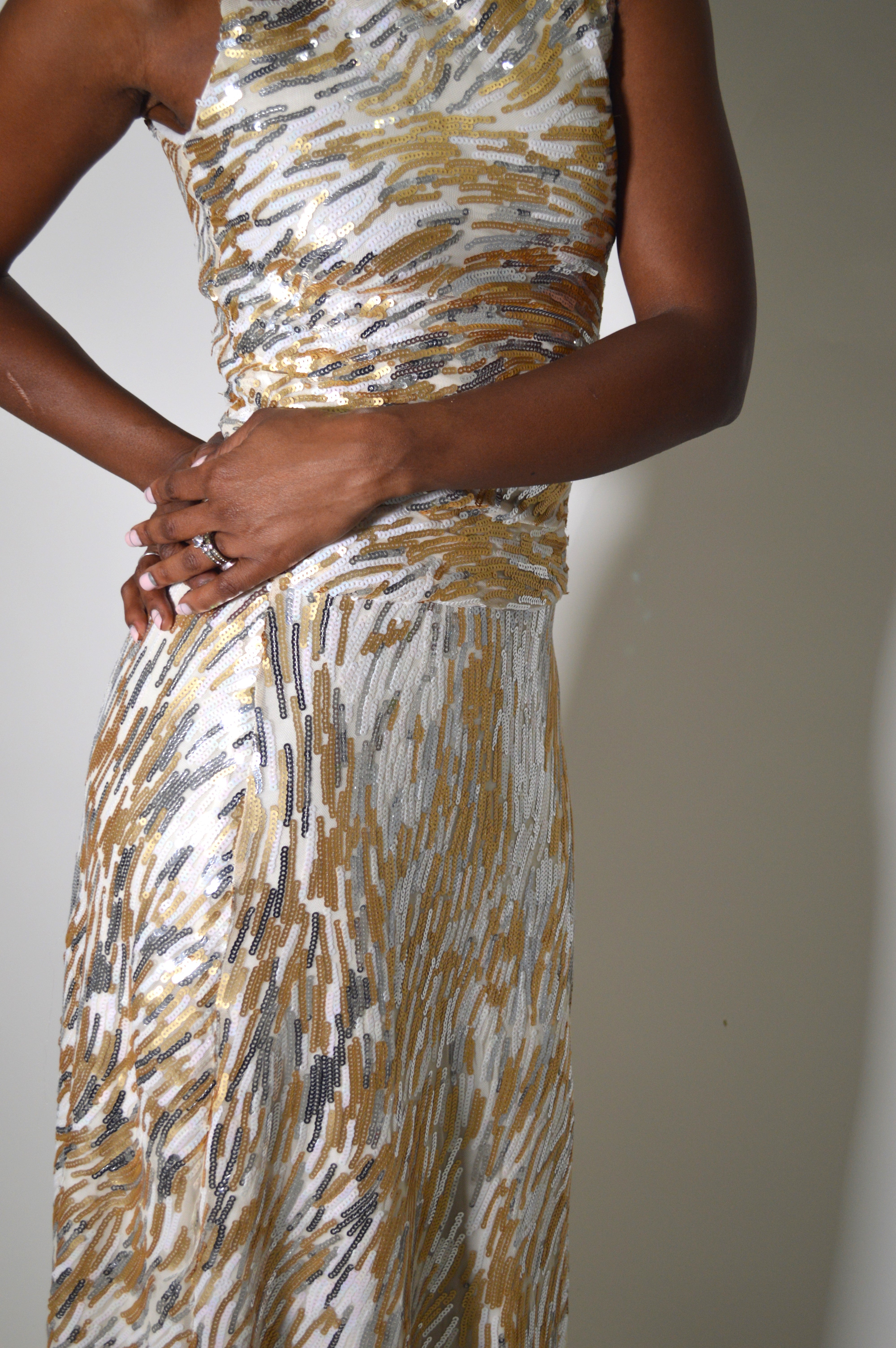Gold and Silver Sequin Maxi Skirt