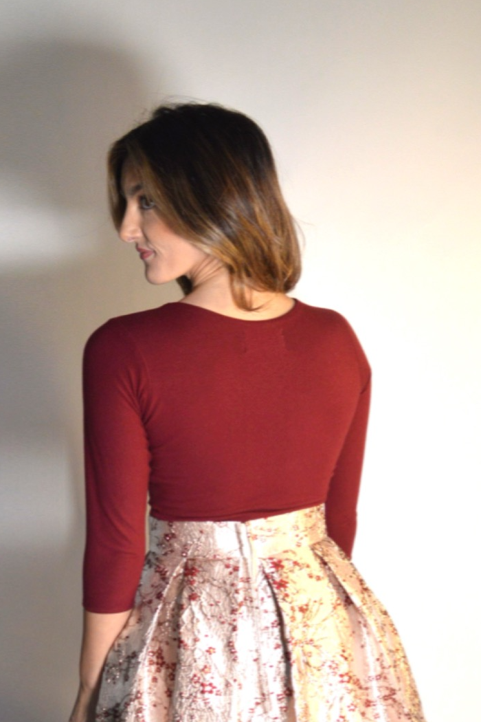 burgundy shell with sleeves