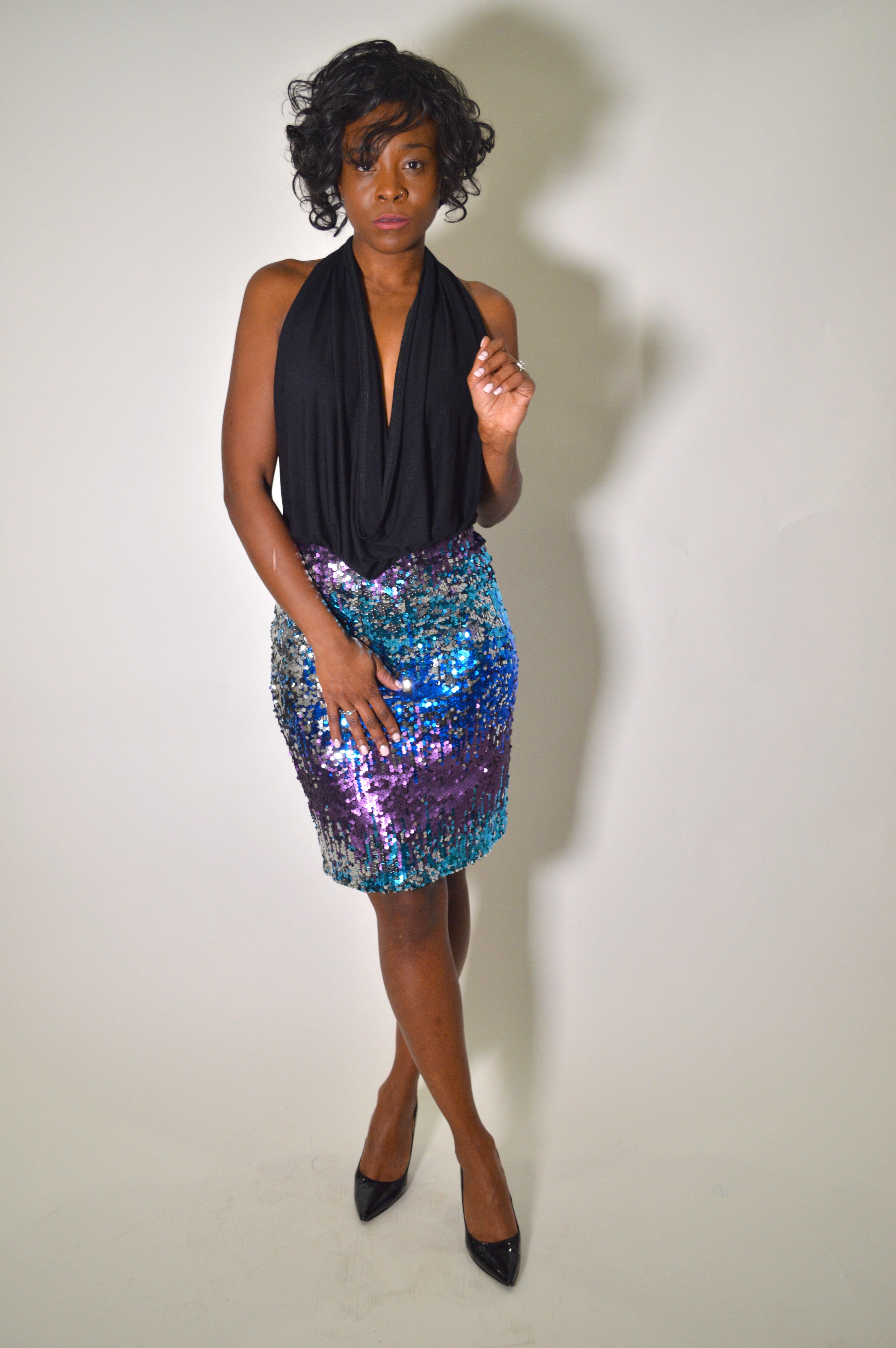 Ombre Sequin Pencil Skirt | larably