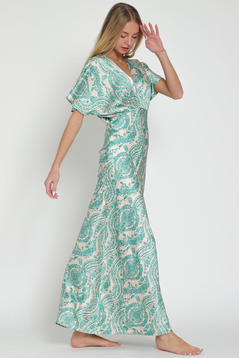 V Neck Dolman Sleeve Maxi Dress