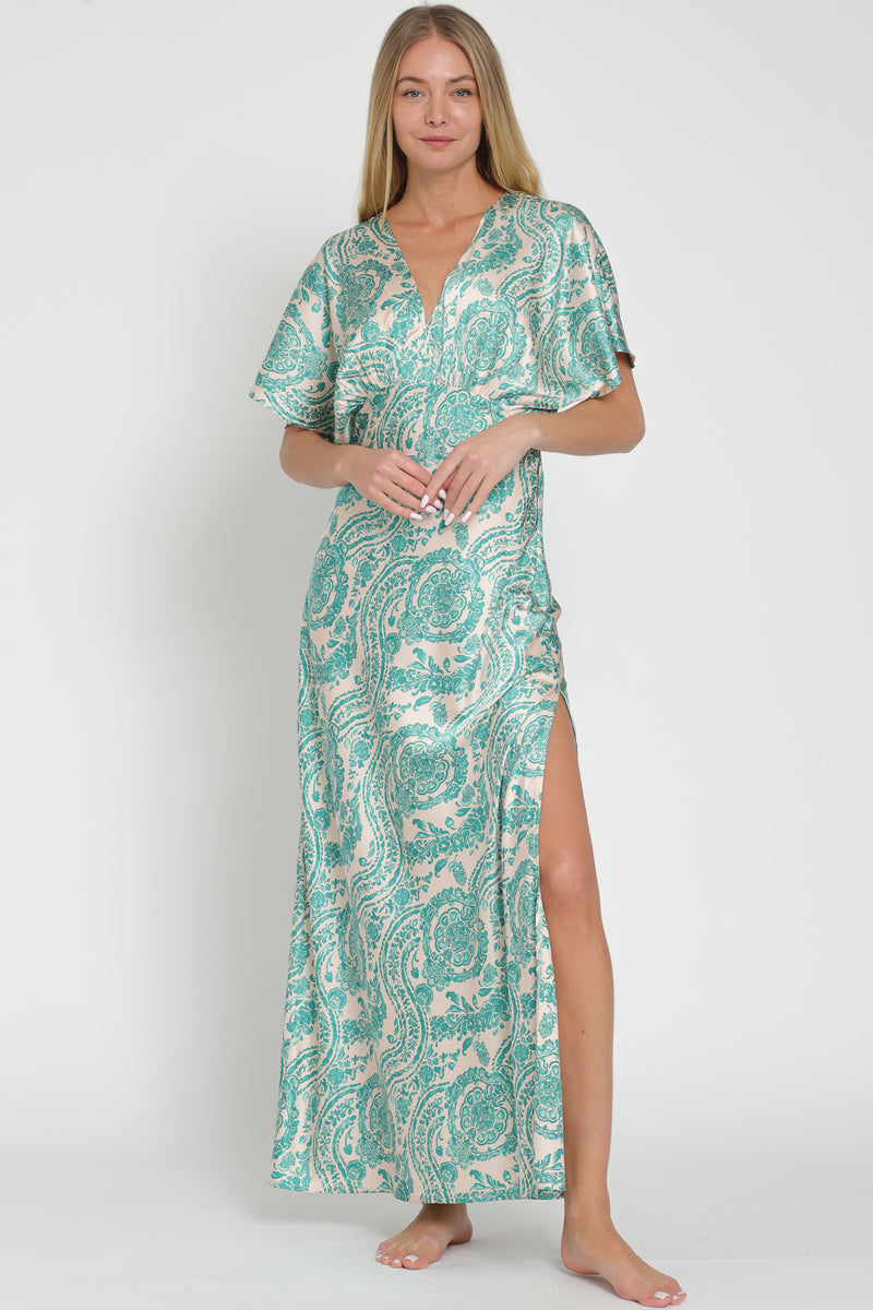 V Neck Dolman Sleeve Maxi Dress