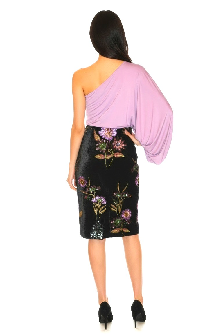Fabulous Floral Sequin Velvet Pencil Skirt