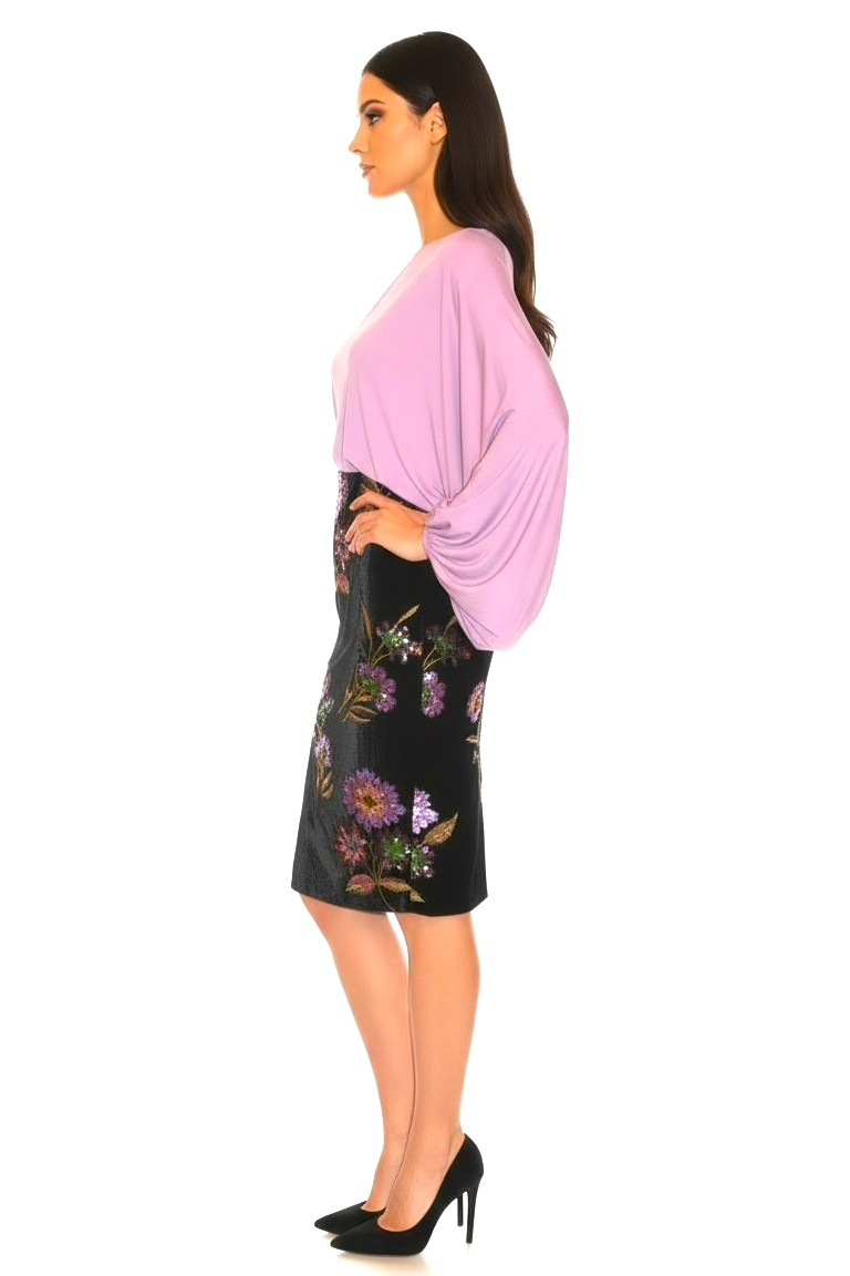 Fabulous Floral Sequin Velvet Pencil Skirt
