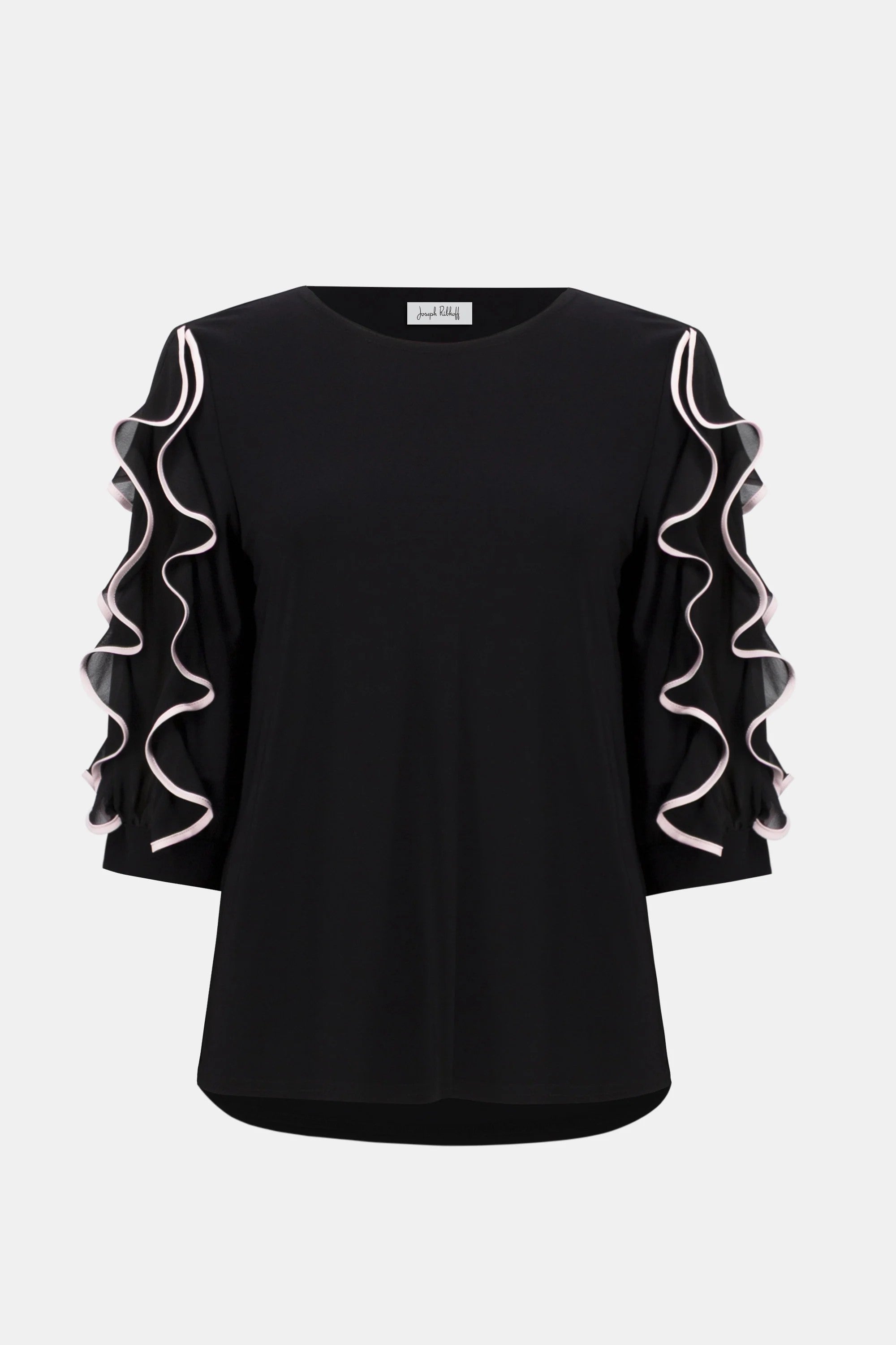 Silky Knit Top with Chiffon Ruffled Sleeves