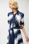 Cotton Stripe Print Fit and Flare Shirt Dress with Reversible Sash