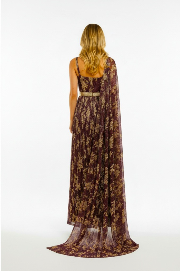 Draped One Shoulder Gown