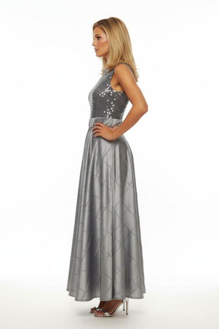Silver Textured Circle Skirt