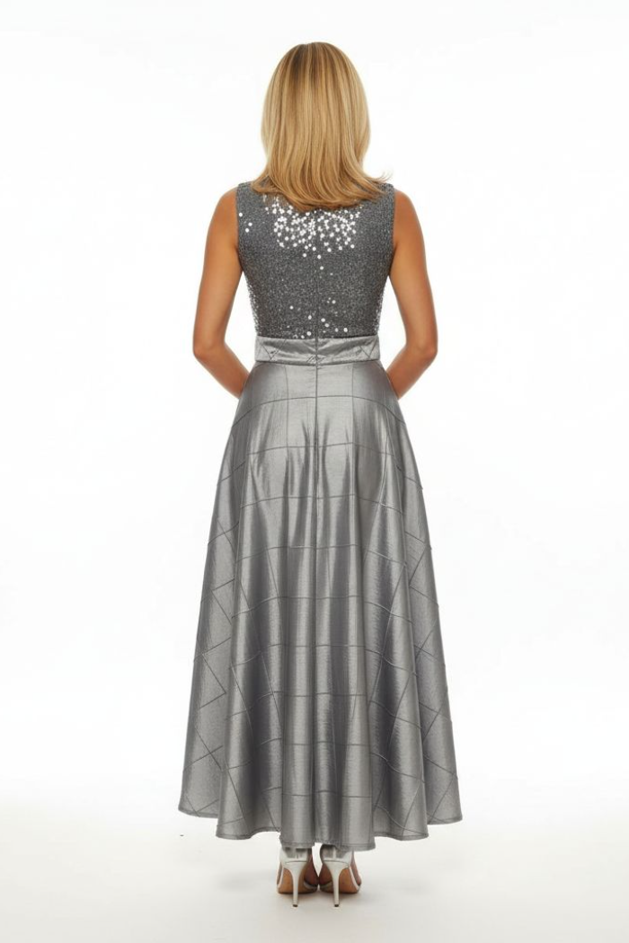 Silver Textured Circle Skirt